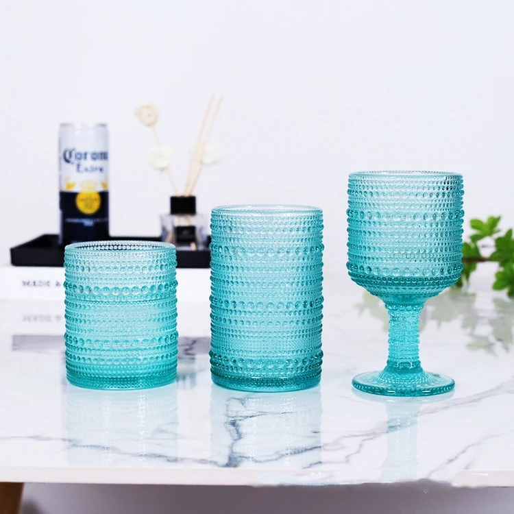 Wholesale Retro Wine Glass Cup Color Relief Glass Wine Glass Glassware Wine Goblet