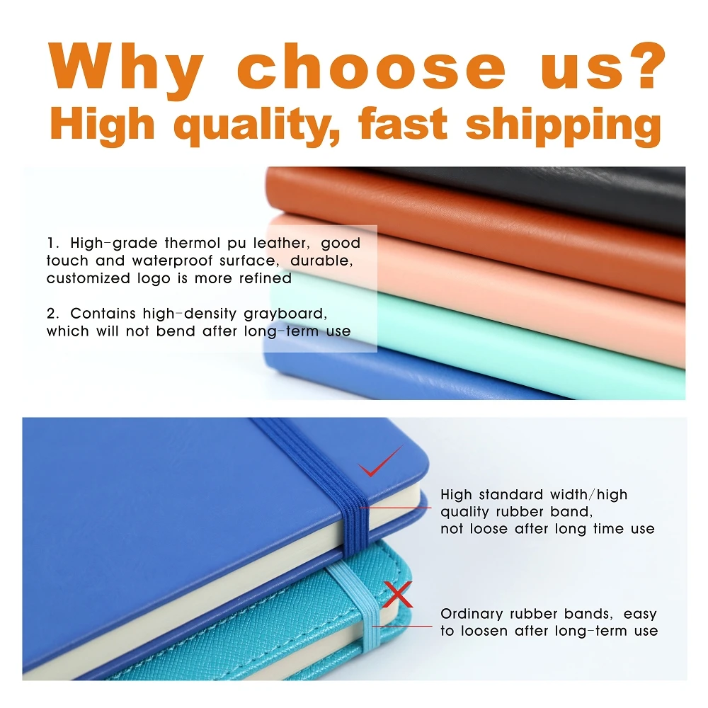 2024 Promotion Cheap A5 Office Composition Printing PU Leather Cover Journal Diary Planner Notebook Fast Shipping