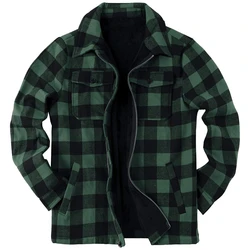 High Quality Plaid Men Plaid Flannel Jacket printed fleece jacket Warm Vintage Sherpa Lined Fleece Plaid Flannel Shirt Ja