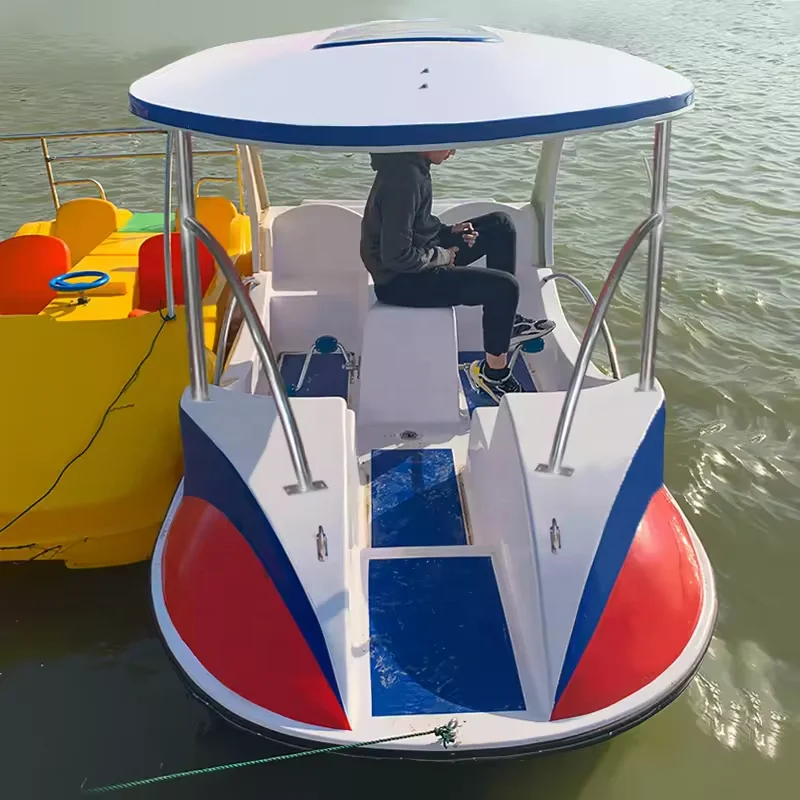 Outdoor two seat four-seat fiberglass pedal paddle boats electric boat