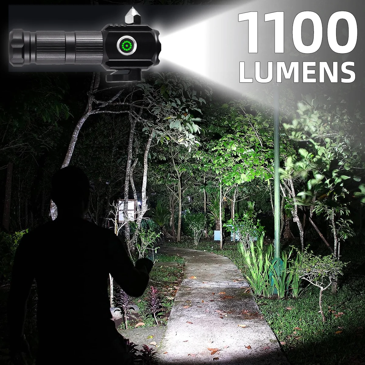 Car Hammer Flashlight Emergency Escape Tool with Window Breaker Cutter Rechargeable High Lumens Magnet Small Flashlight