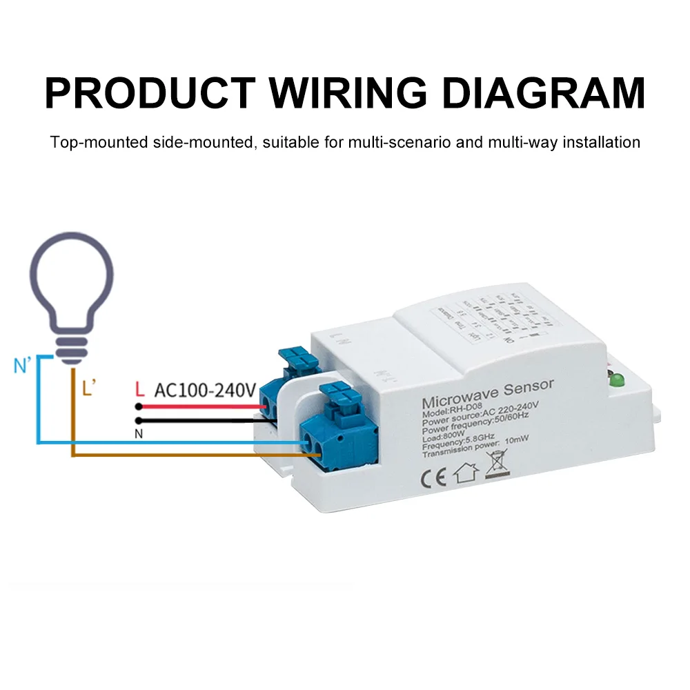 AC220-240V 5.8G Microwave Radar Sensor Switch DIP Radar Sensor Module Motion Detector