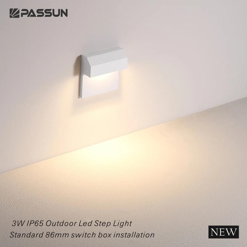 Aluminium modern staircase mini wall lamp waterproof  IP65 square 3W step light led stair lighting