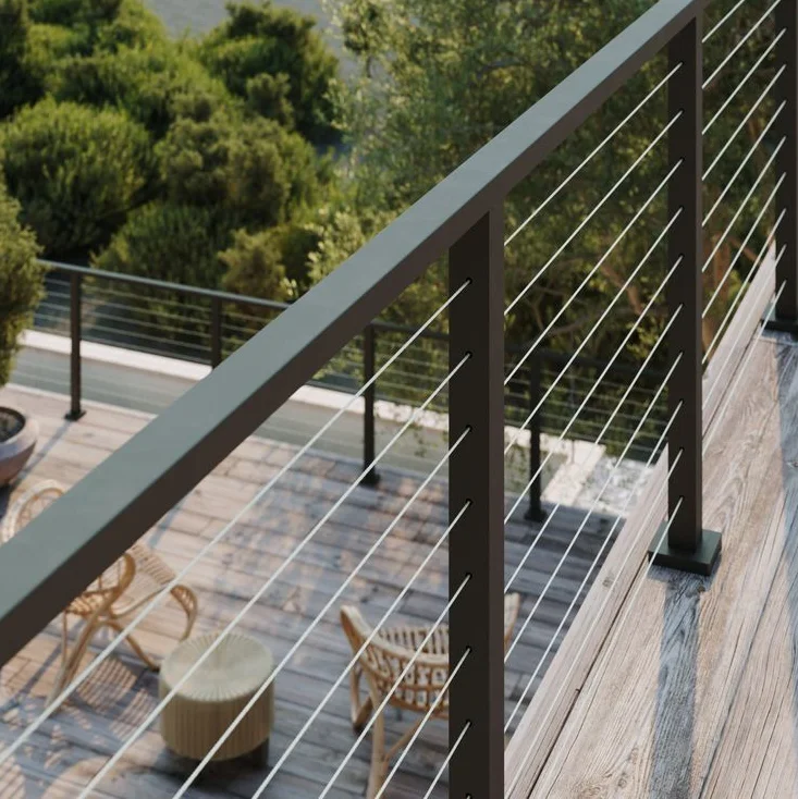 Modern Outdoor Cable Railing Handrail Deck Balcony Stainless Steel Rope Railing Balustrade Cable Railing