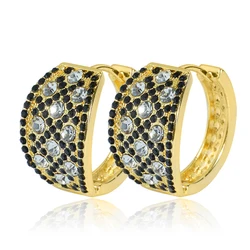 Wholesale Lady jewelry 14K Gold plated white and black crystal gemstone indian clip on earrings