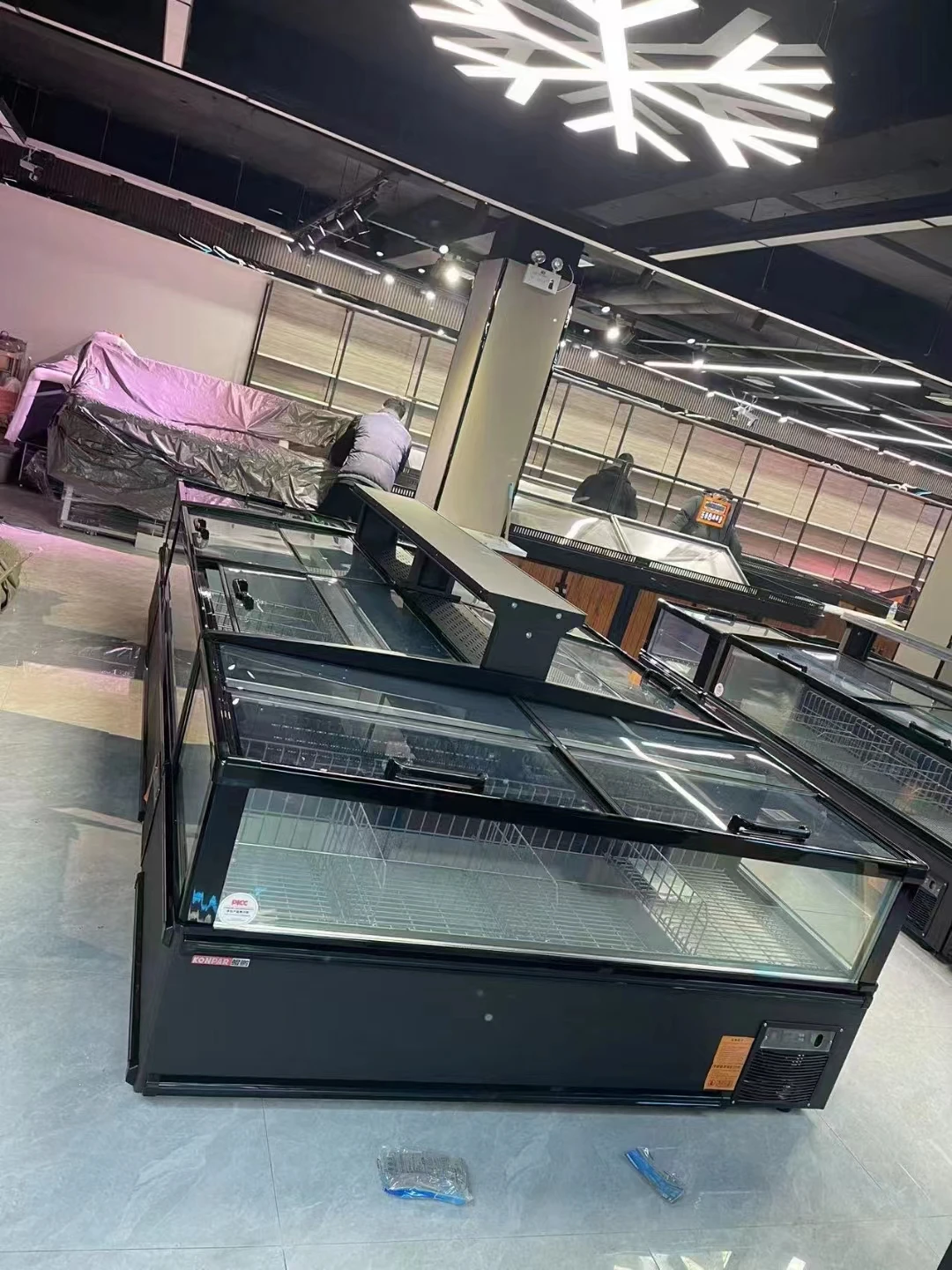 Island freezer for supermarket ice cream showcase display sliding glass door cabinet showcase combined refrigerator