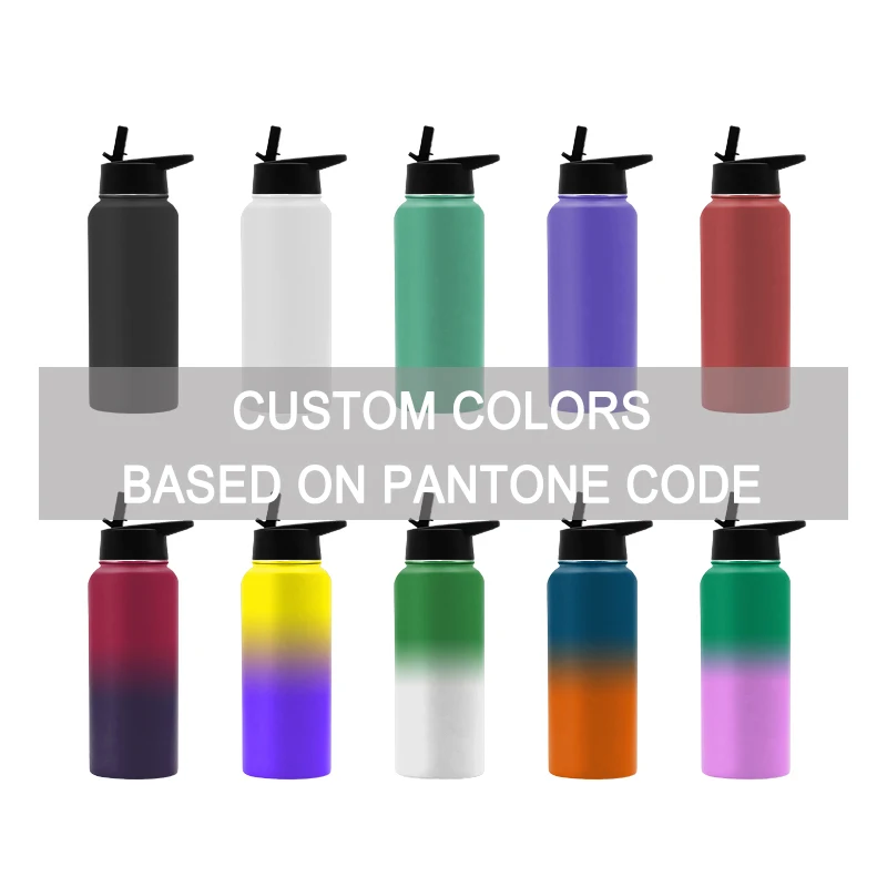 Custom Wide Mouth Kids Adults Sports Thermos Vacuum Flask Stainless Steel Insulated Water Bottle with Straw Lid