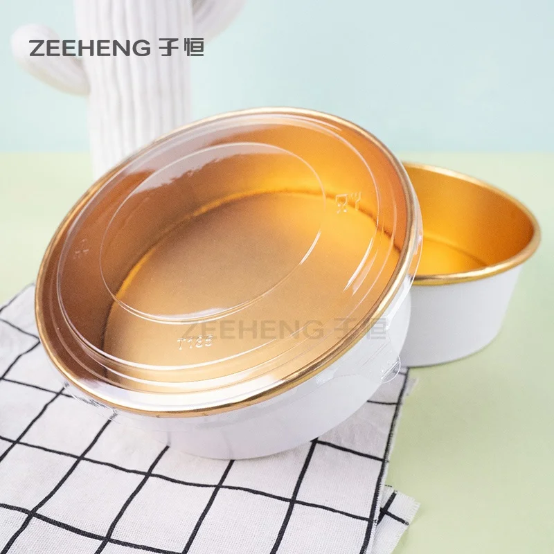 Disposable golden baked goods packaging Foil cups Smooth wall Aluminum foil containers with lid