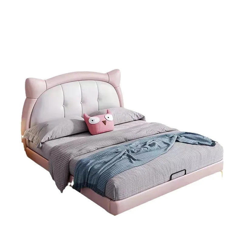 New Fashion Soft Pink Children Baby Bed Single Princess Kids Bed For Girls