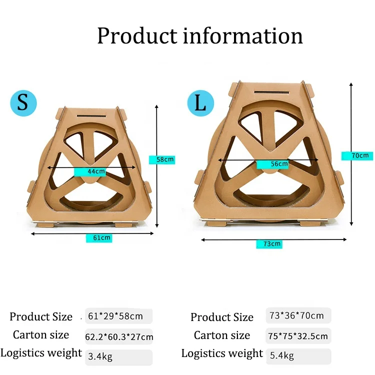 Sohpety Indoor Climbing Water Wheel Shape Scratcher Cardboard Treadmill Loaders Cats Exercise Running Wheel