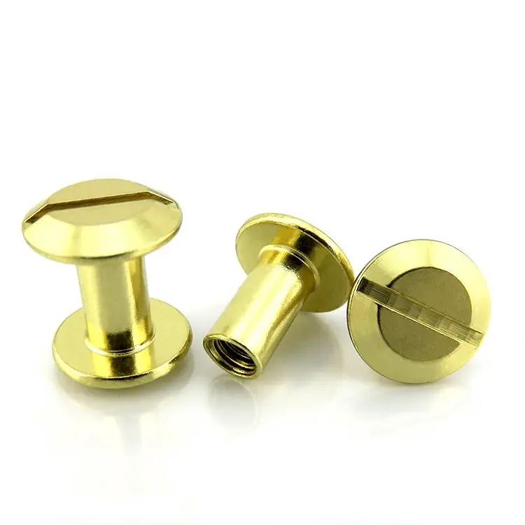 Fastener Factory Price Custom Brass Antique Bronze Flat head Replaceable Belt Leather Screw Rivet