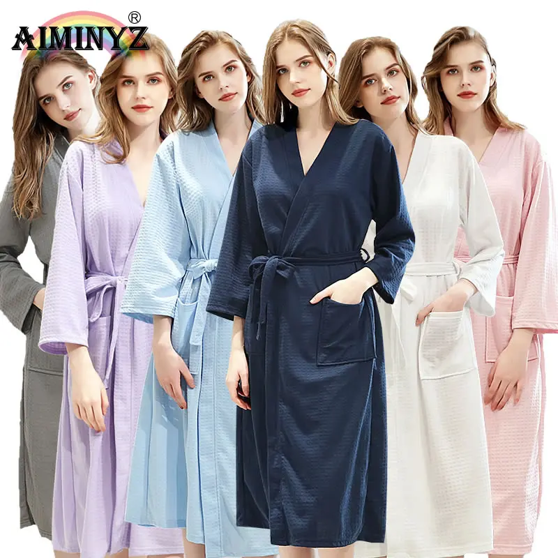 AIMINYZ лидер продаж весенне-осенний банный халат с принтом на заказ платья платье Оптовая продажа Однотонный женский и мужской для отеля