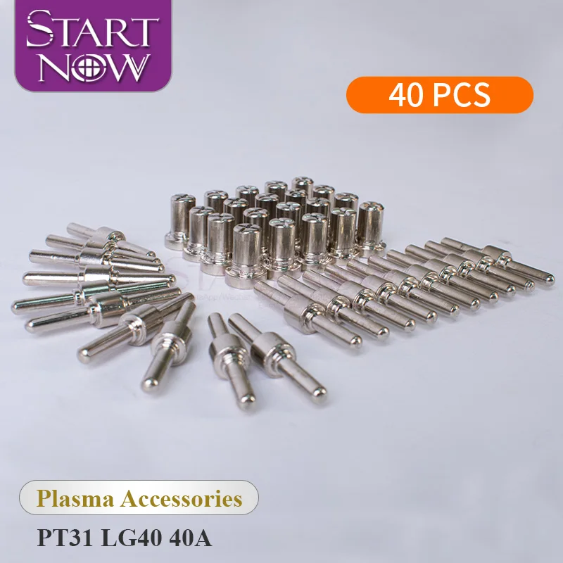 Startnow 40PCS PT31 Plasma Torch Roller Pilot  Arc Nozzles Electrode Kits For LG-40 Plasma Welding Machine CUT40 312 Consumables