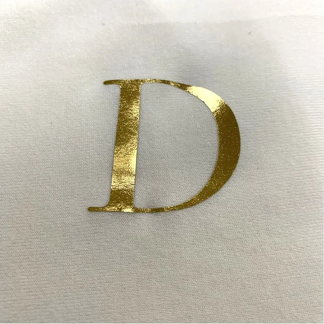 custom design iron on metallic gold silver tagless logo label heat transfer bag clothing name tag