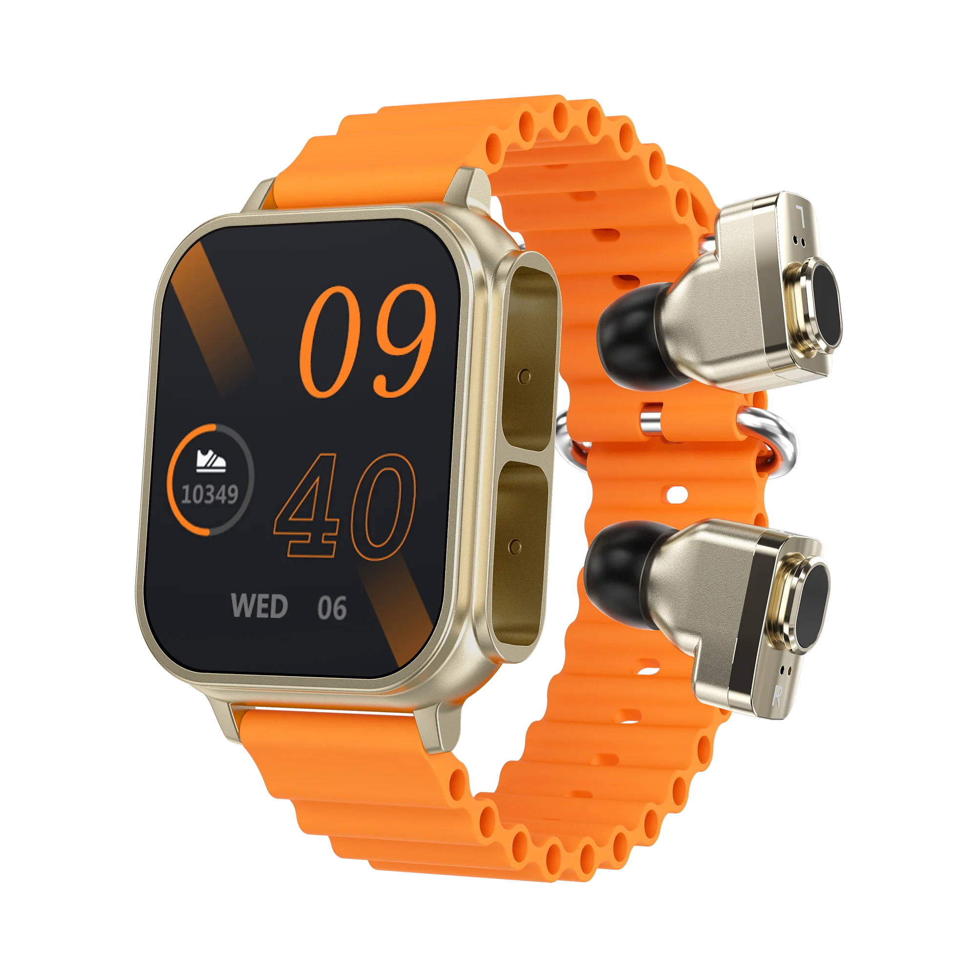 2024 2023 new arrival smartwatch round dial sport BT call Heart rate fitness tracker R6 smart watch with earbuds for android watch
