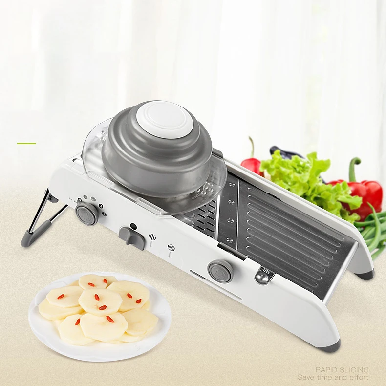 Kitchen multi-function vegetable cutter planer potato shredder vibrating sound explosion style shredding slicer