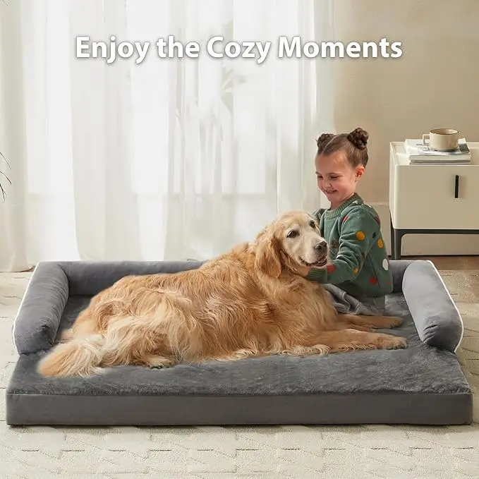 Fully removable large dog sleeping mat corduroy square little live pets animal mat fleece Memory Foam dog bed orthopedic
