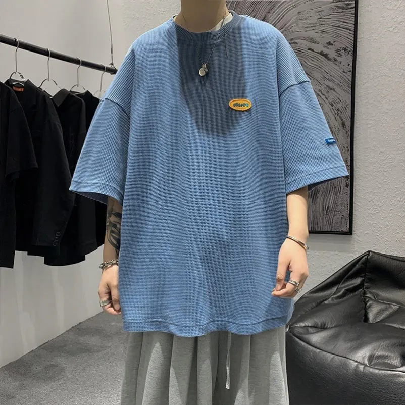Loose casual solid color short sleeve young student round neck T-shirt
