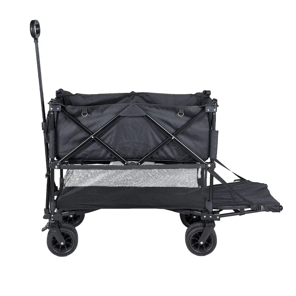 Collapsible Folding Outdoor All Terrain Utility Wagon Camping Garden Cart Beach Trolley Steel for Shopping, Camping, and Outdoor