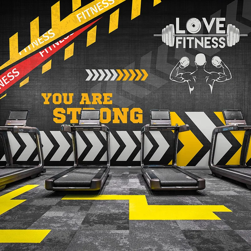3d sports gym self-adhesive wallpaper fitness mural peel and stick
