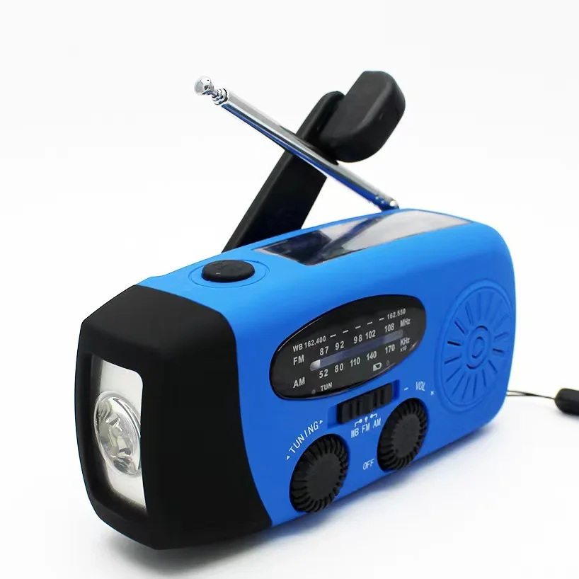 2000mAh Portable Rechargeable Emergency Solar Hand Crank Radio WB/NOAA with Phone Charger and LED Torch FM Emergency Radio