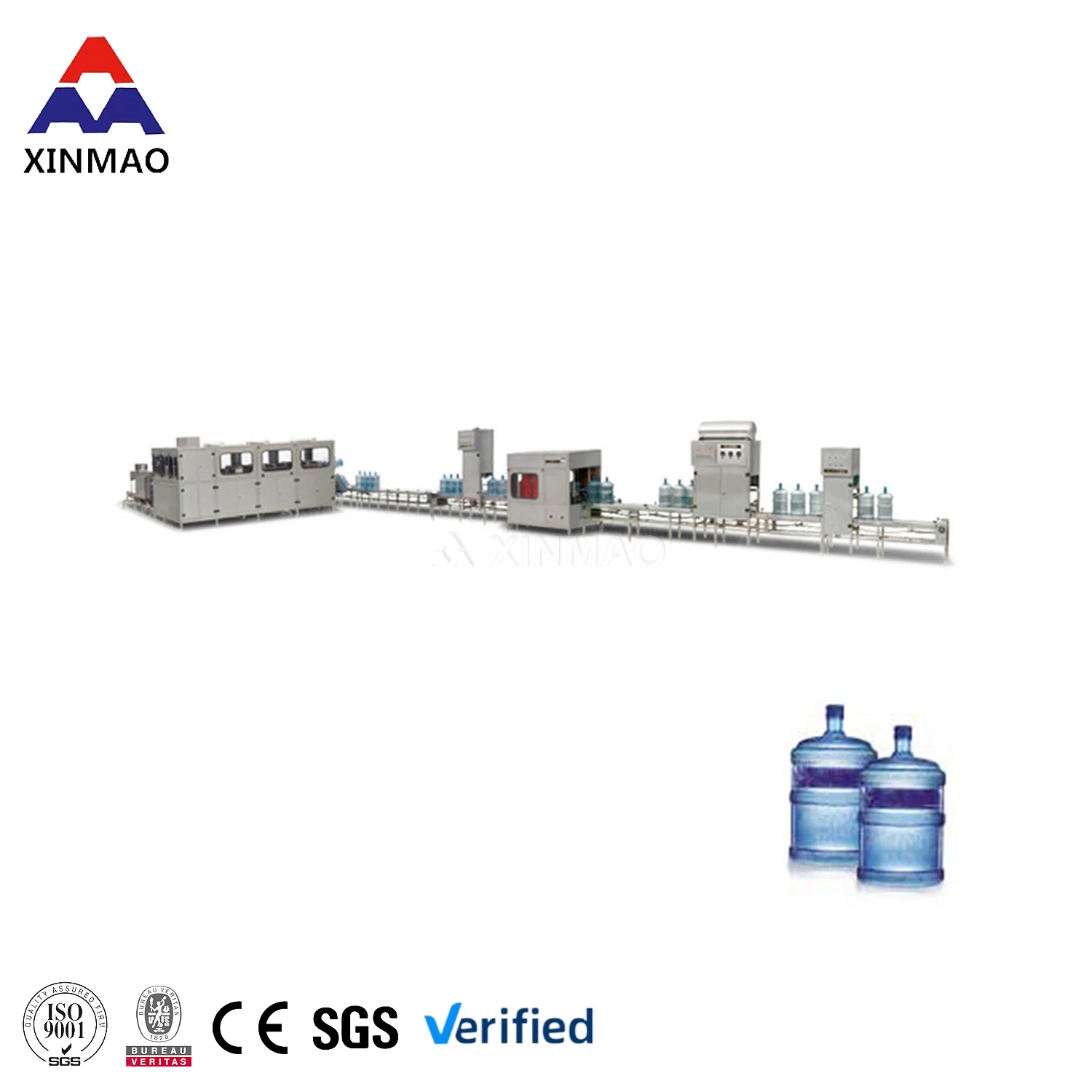 Full Automatic 5 Gallon 20 Liter Bottle Barrel Water Washing Filling Capping Machine