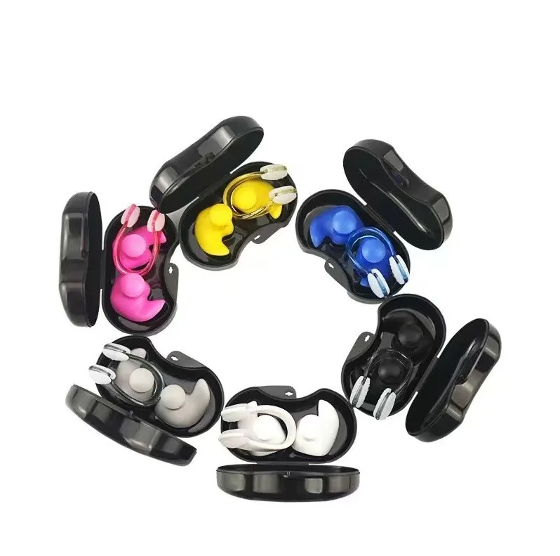 Swimming Nose Clip Ear Plug Set W/ Box Environmental Soft Silicone NoseClip & EarPlugs for Kids Adults Beginner Swimming Diving