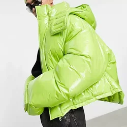 men winter jackets factory wholesale plus size vinyl puffer jacket men in lime