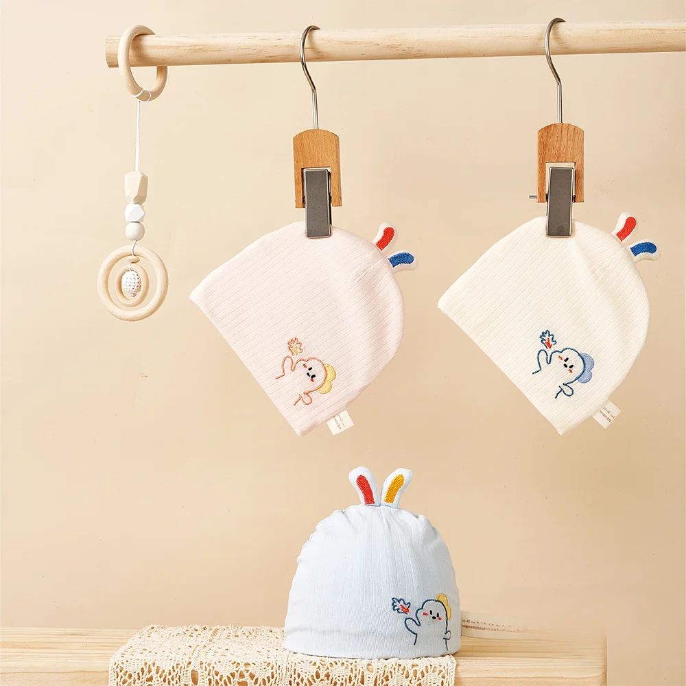 0-6 Month Hot Sale Boneless Cartoon Pattern Winter Warm Newborn Baby Beanie Hat for Boys Girls Outdoor Travel-Pure Cotton