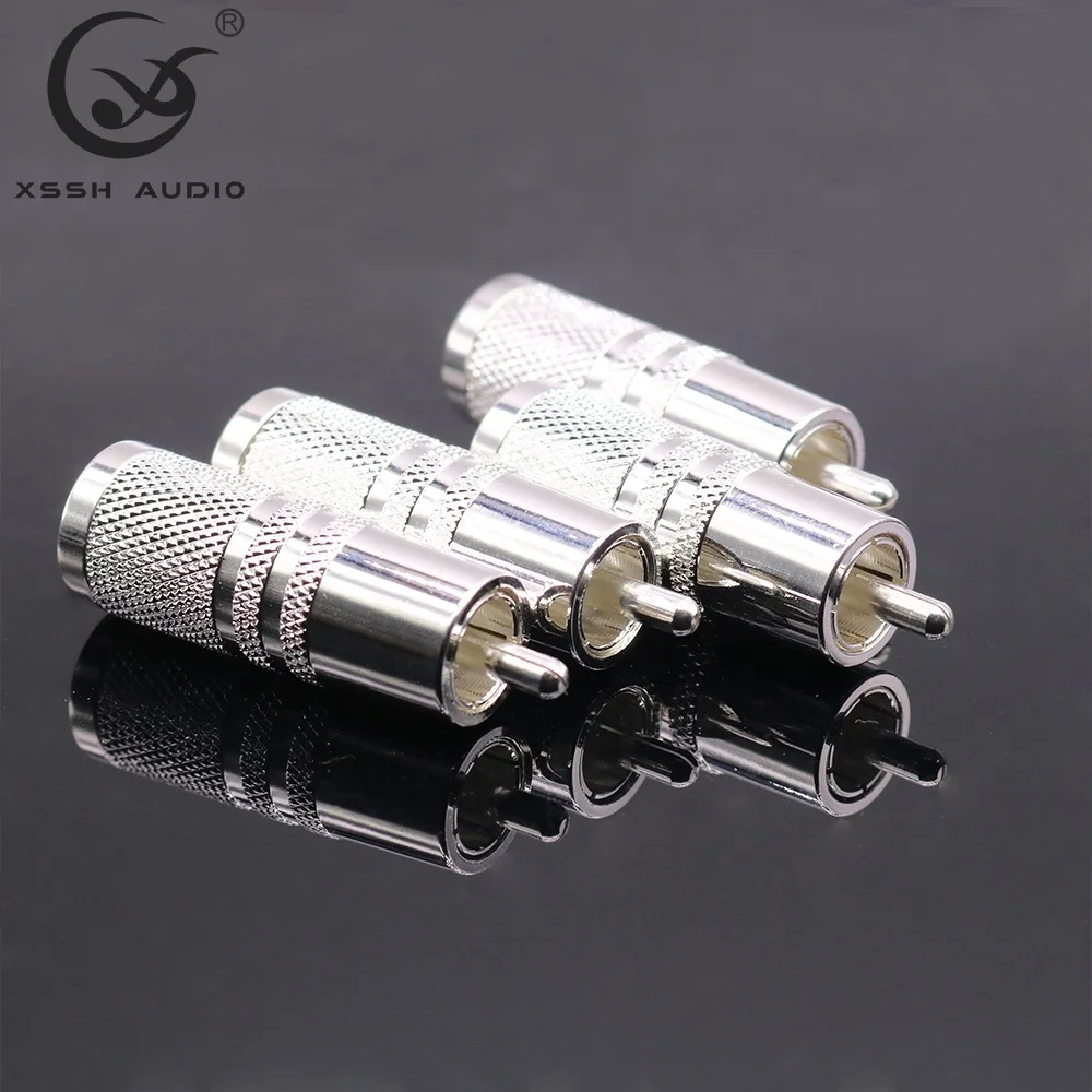 AV RCA Adapter YIVO XSSH Audio OEM ODM Customized HI-end HIFI DIY 10mm Brass Plated Silver RCA Connector Plug Audio Jack