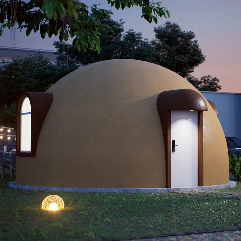 28 square meters round dome tiny house EPS foam Plastic spherical dome circular module Prefab Bubble building house