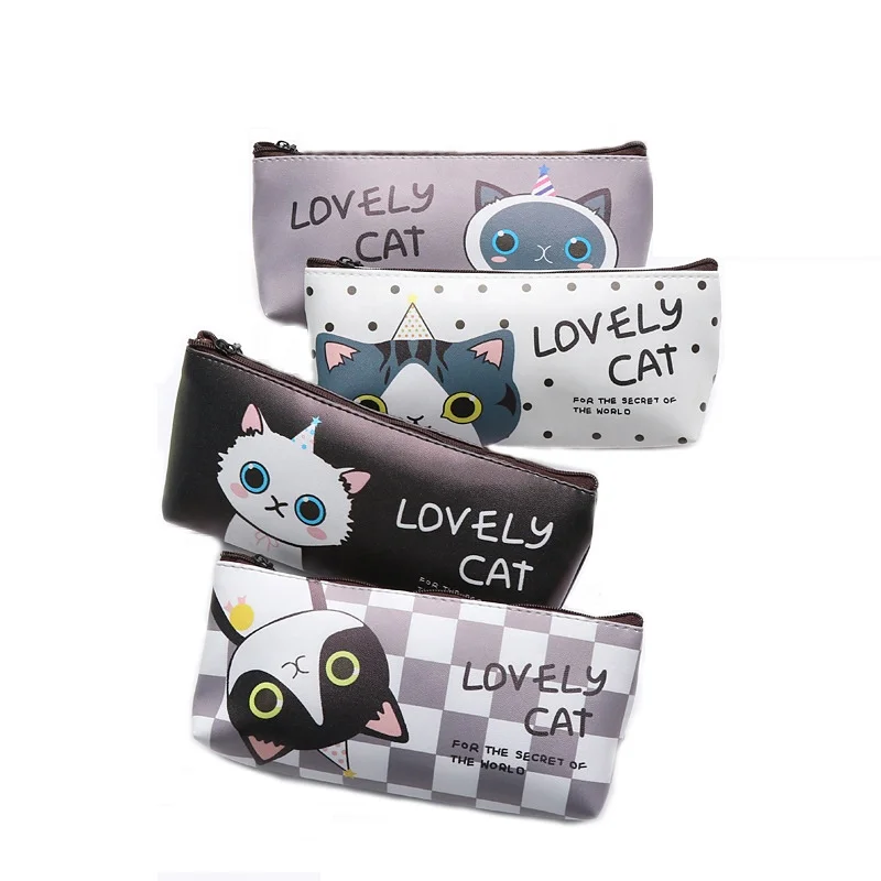 Large Capacity Pen Bag Canvas Pencil Case Cute Cartoon Storage Pouch Stationery Bag for School Office