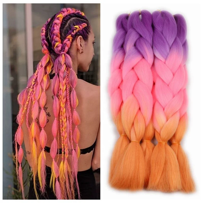 1 PACK Large stock 200+ colors ombre jumbo braid synthetic hair extensions jumbo box braids synthetic braiding hair