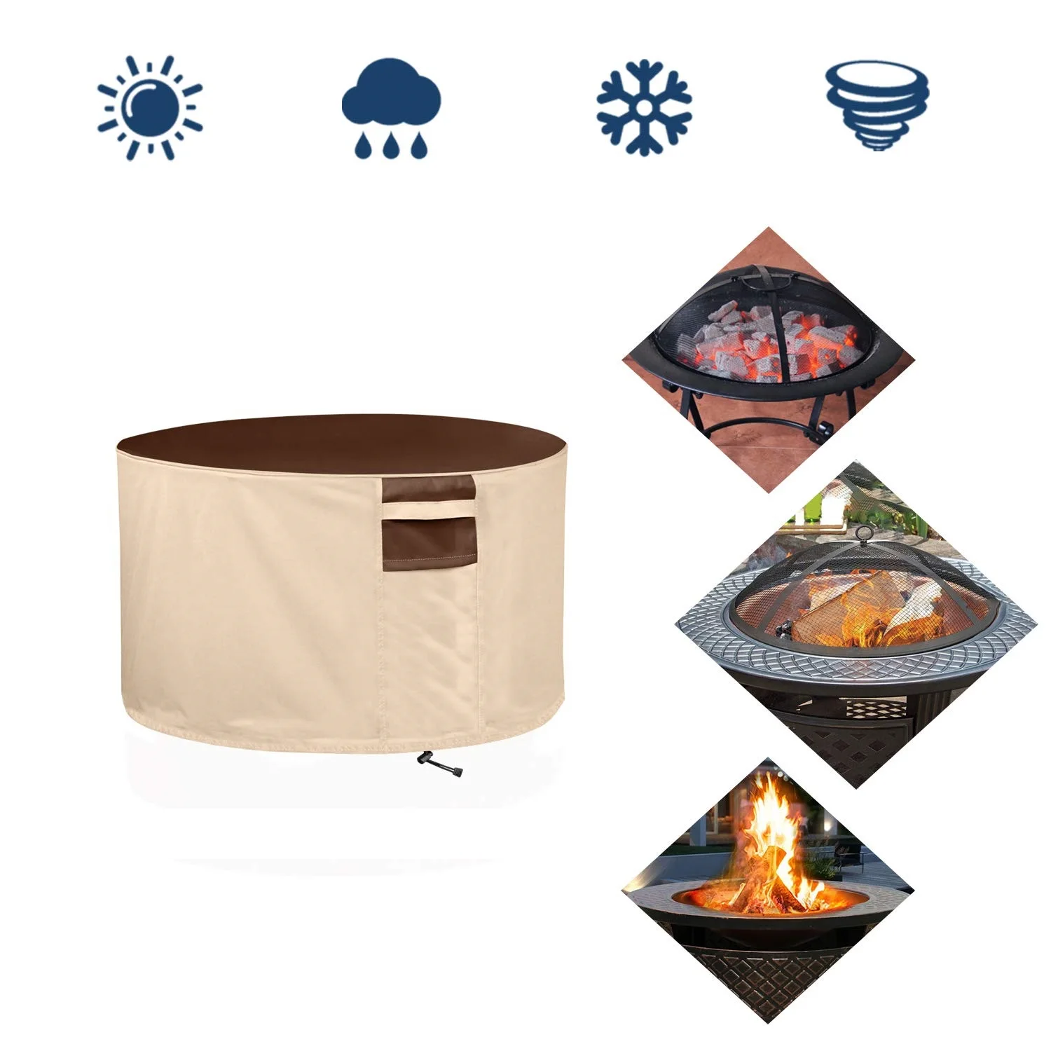 BBMonkey 600d  40' round fire pit cover 40 inch round fire pit cover