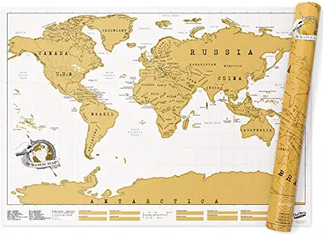 Custom high quality travel map scratch off world poster world travel map
