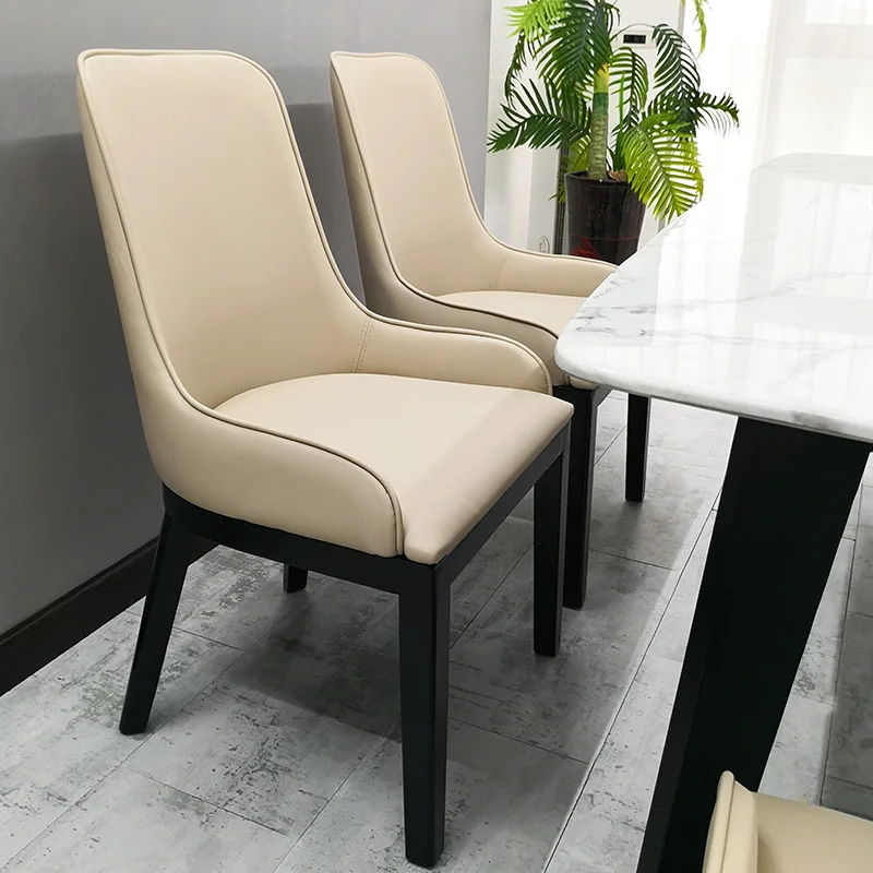 Nordic luxury dining room furniture sillas de comedor italian style leather dining chairs hotel solid oak wood leg chairs