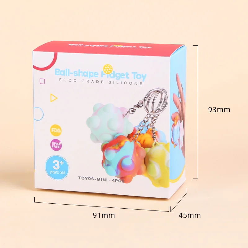 Wholesale Bulk Relief Anxiety Stress Sensory Toys Food Grade Silicone Keychain Pops Itting Ball Fidget Toys