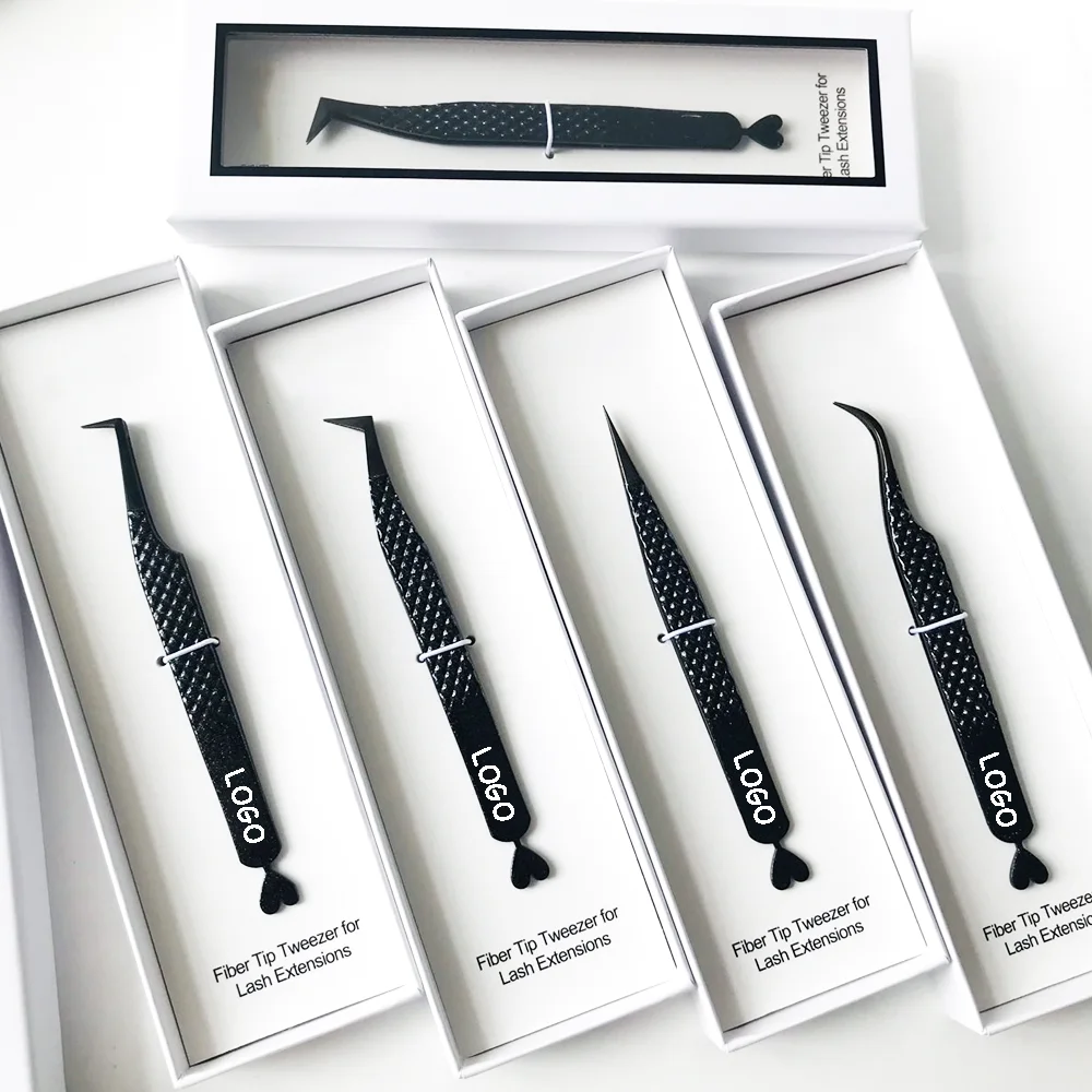 Diamond Grip Lash Tweezers Private Label Pink Stainless Steel Fiber Tip 45 90 Degrees Volume Tweezer For Eyelash Extension