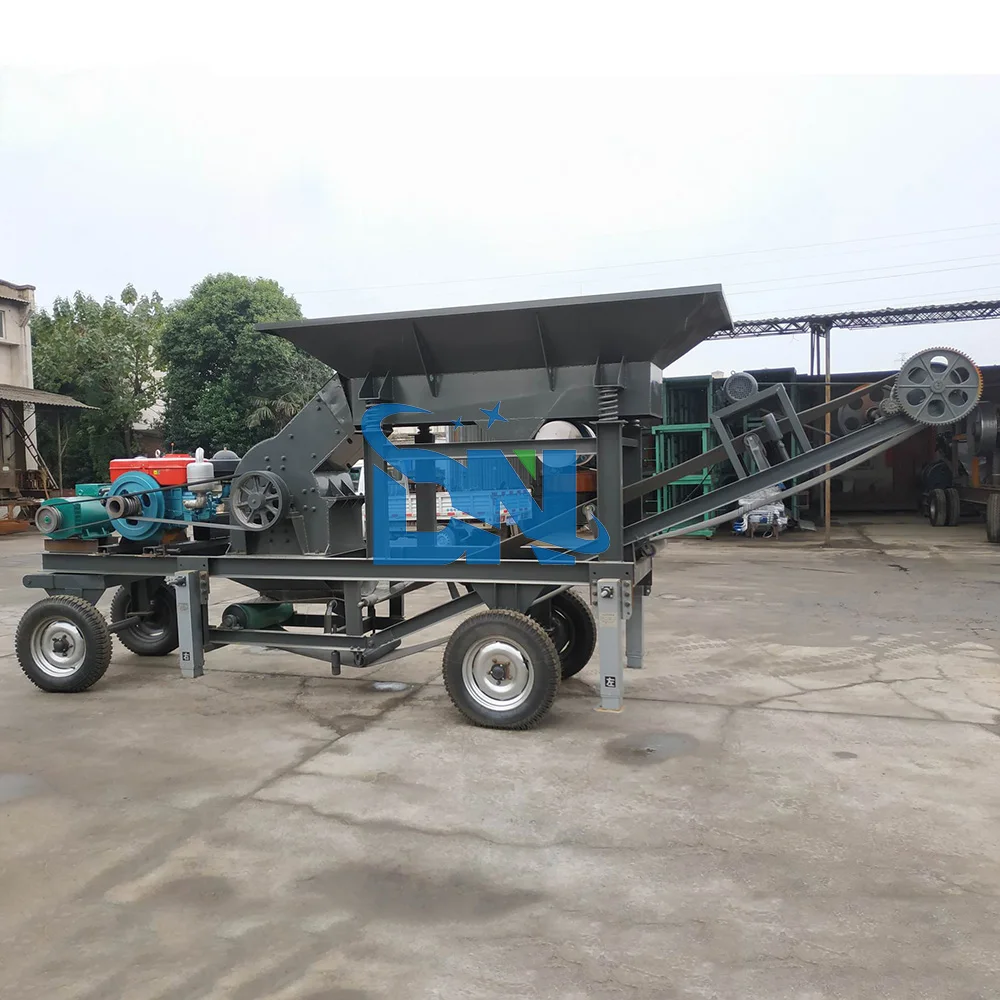 Mini Stone Mobile Jaw Crusher With Belt Conveyor Primary Stone Crusher Machine