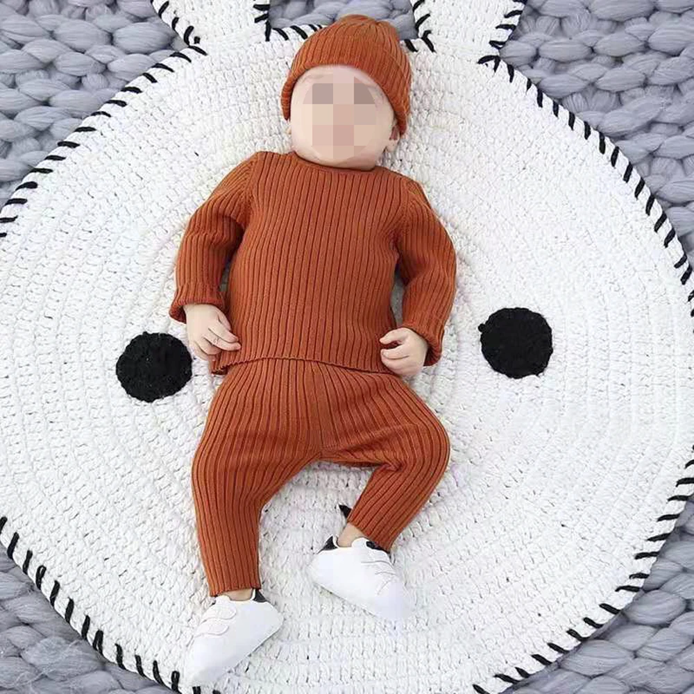 
cashmere high quality newborn computer knitted baby sweater pants suit 