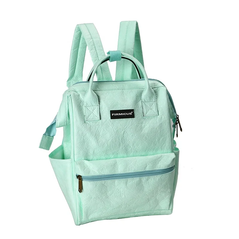 High quality Fashion manufacturers custom waterproof and eco-friendly large capacity GREEN Tyvek paper backpack