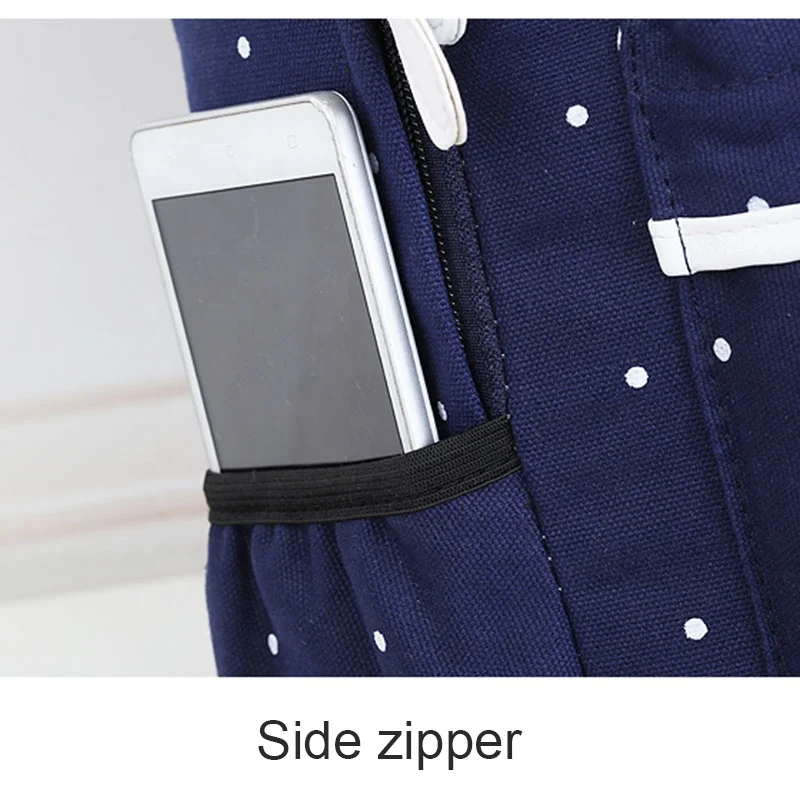 
Three-piece bags new canvas shoulder bag Korean style large capacity travel backpack dot student bag Tote Mini Purse H 