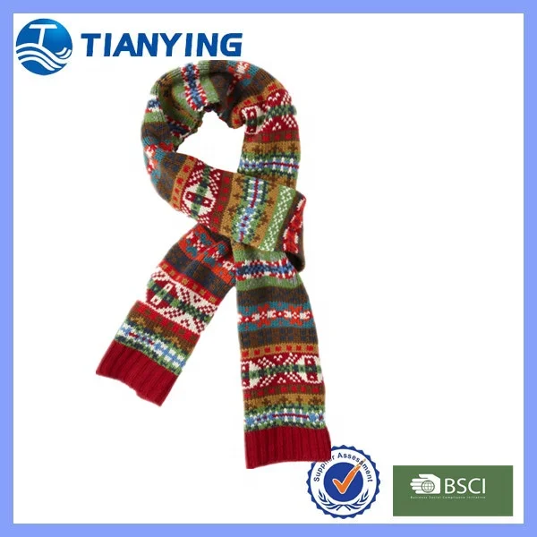Jacquard Knitted Long Style of Length knitted Scarf
