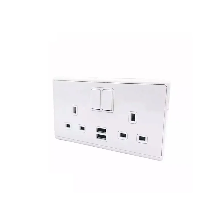 2 gang uk wall socket usb double wall socket uk electrical socket with usb c