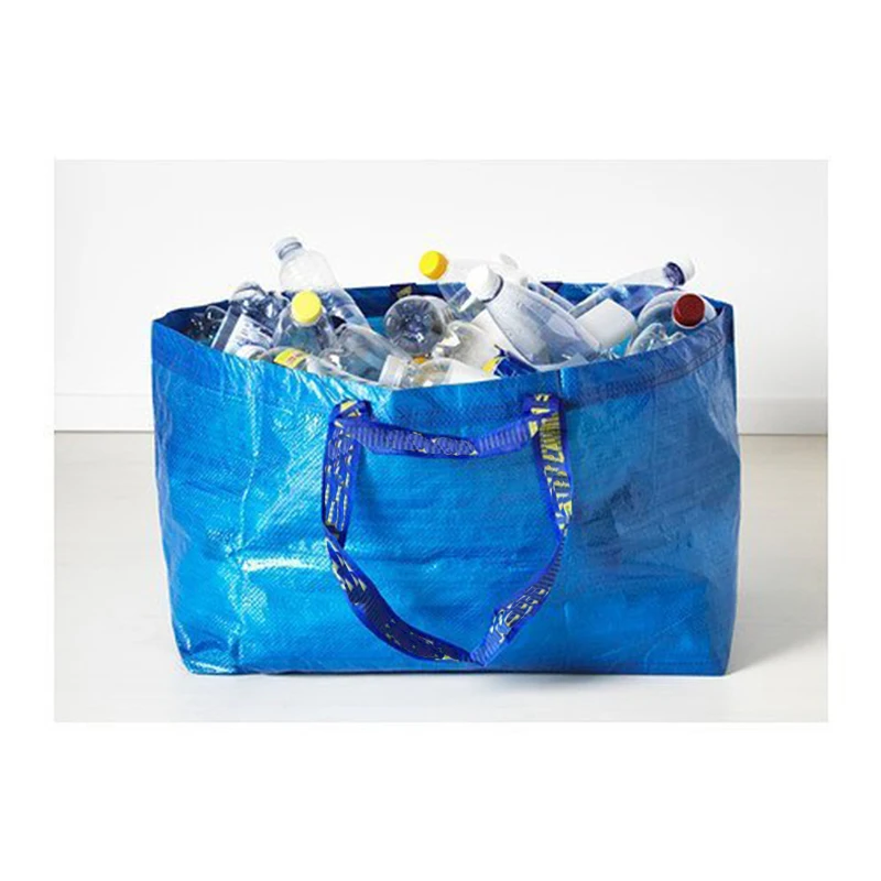 Custom Logo Heavy Duty Blue PP Woven Large Shopping Bag Moving Polypropylene Bags Tote Bag for Carrier Storage Organizer