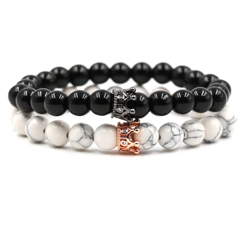 Hot Selling Micro-Inlaid Zirconium Diamond Crown Bracelet Tiger Eye White Turquoise Weddings Gifts-from Foreign Trade Jewelry