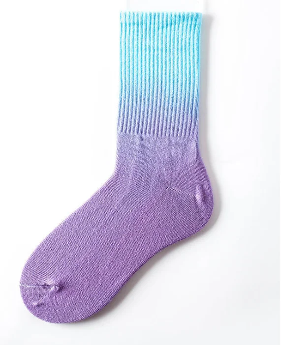 Cotton Dangle Dye Gradient Tube Sock Tie-Dye Men Women Grip Colorful Cotton Tie Dye Skate Wholesale Socks