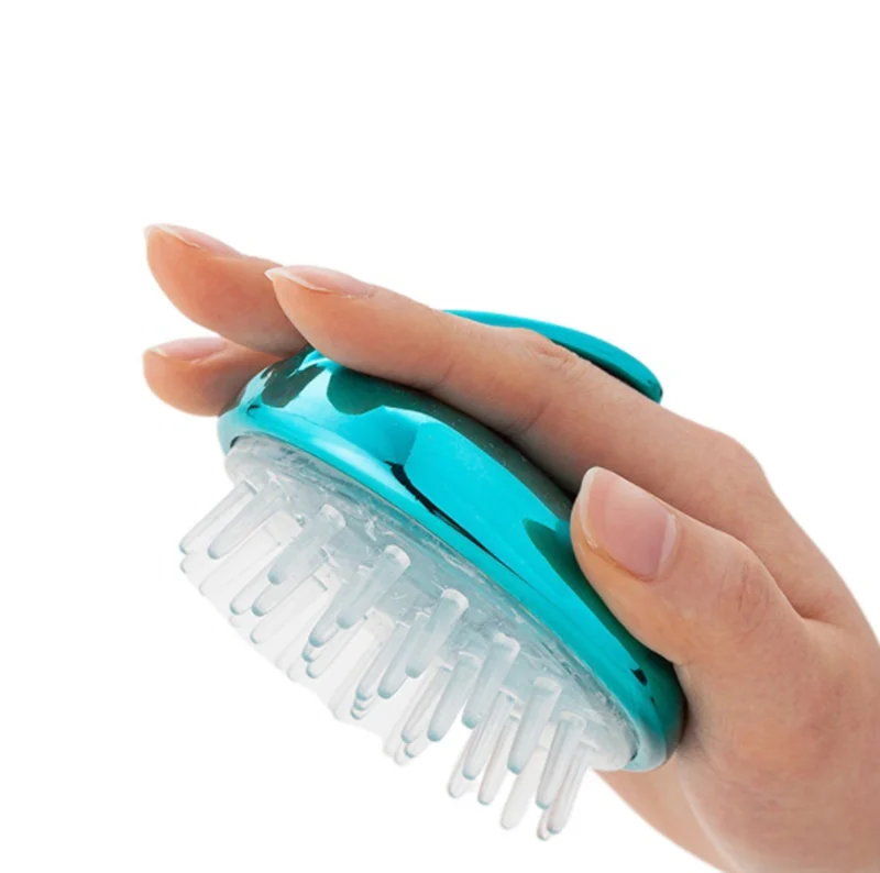 Wholesale soft plastic handle silicone head hair scalp massager shampoo cleaning hair brush