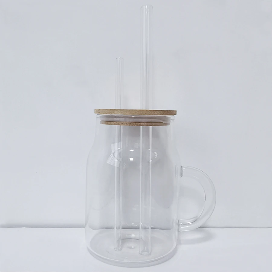 Pro Manufacturer Wholesale 28oz Custom logo Sublimation Nordic Style Item Glass Can Tumbler Mason Jar with Bamboo lid