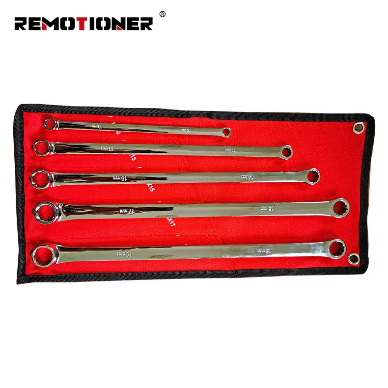 5pcs 8-19mm CRV Double Box End Wrenches Strong Power Less Effort Bolt Extra Long Wrench Set